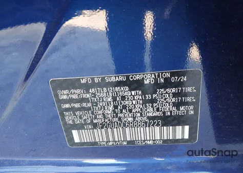 2024 Subaru Crosstrek Premium from USA, damaged, VIN JF2GUADC6R8867223